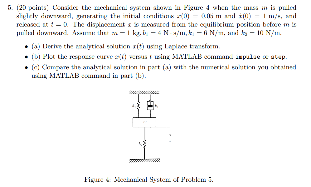 (20 ﻿points) ﻿Consider the mechanical system shown in | Chegg.com