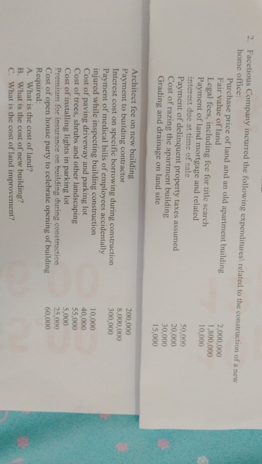 Solved 2. Facetious Company incurred the following