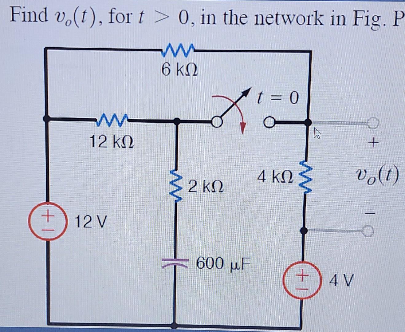 Solved Find v.(t), for t > 0, in the network in Fig. P 6 ΚΩ | Chegg.com