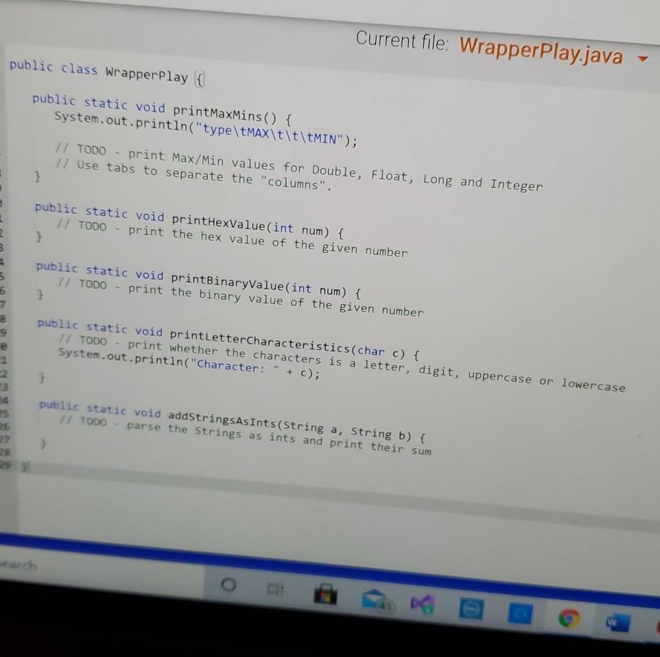 Solved 12.9 LABA: Using Wrapper Classes The Driver program | Chegg.com