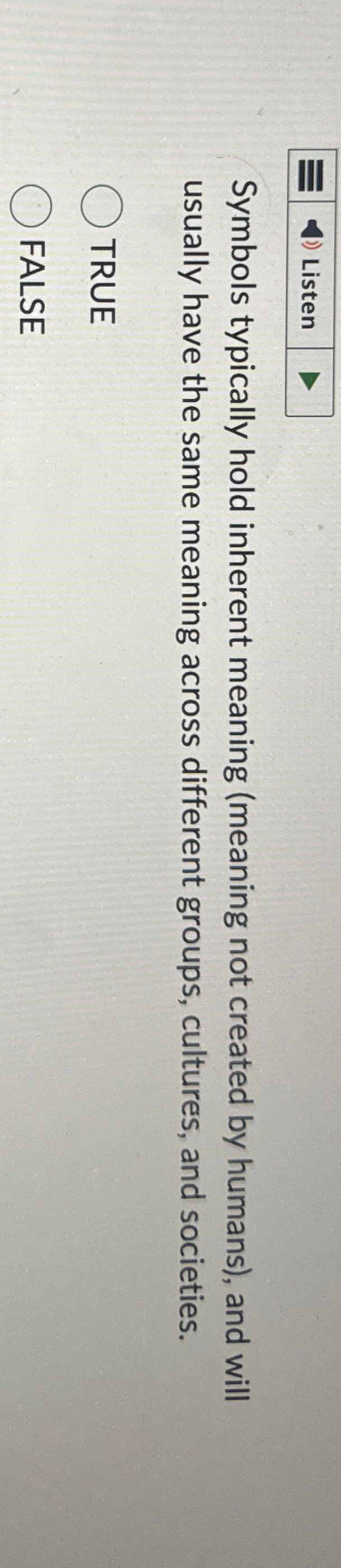 Solved Symbols typically hold inherent meaning (meaning not | Chegg.com