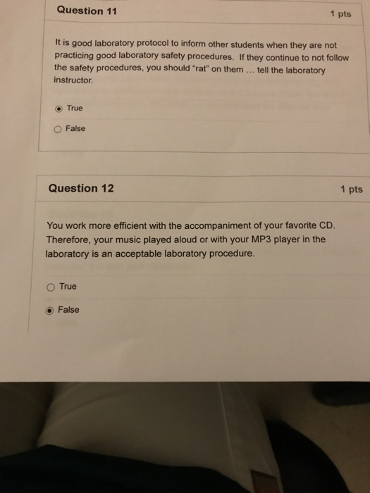 Solved Question 11 1 pts It is good laboratory protocol to | Chegg.com