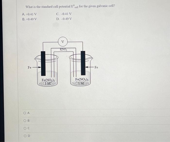 Solved What is the standard cell potential Ecell 0 for the | Chegg.com
