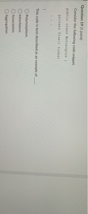 Solved Question 19 (1 point) Consider the following code | Chegg.com