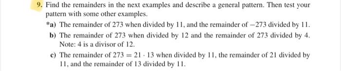 Solved 9. Find The Remainders In The Next Examples And | Chegg.com