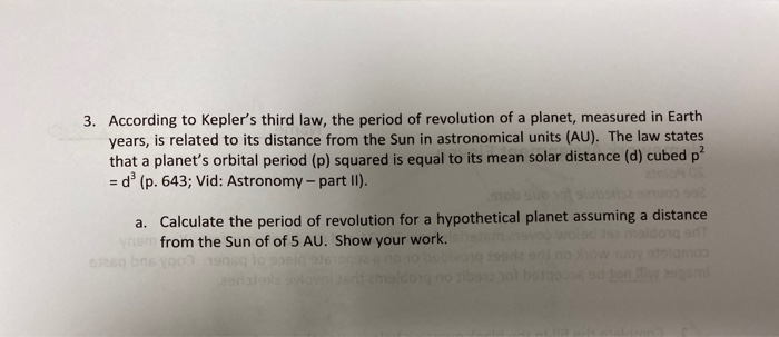 Solved 3. According to Kepler's third law, the period of | Chegg.com