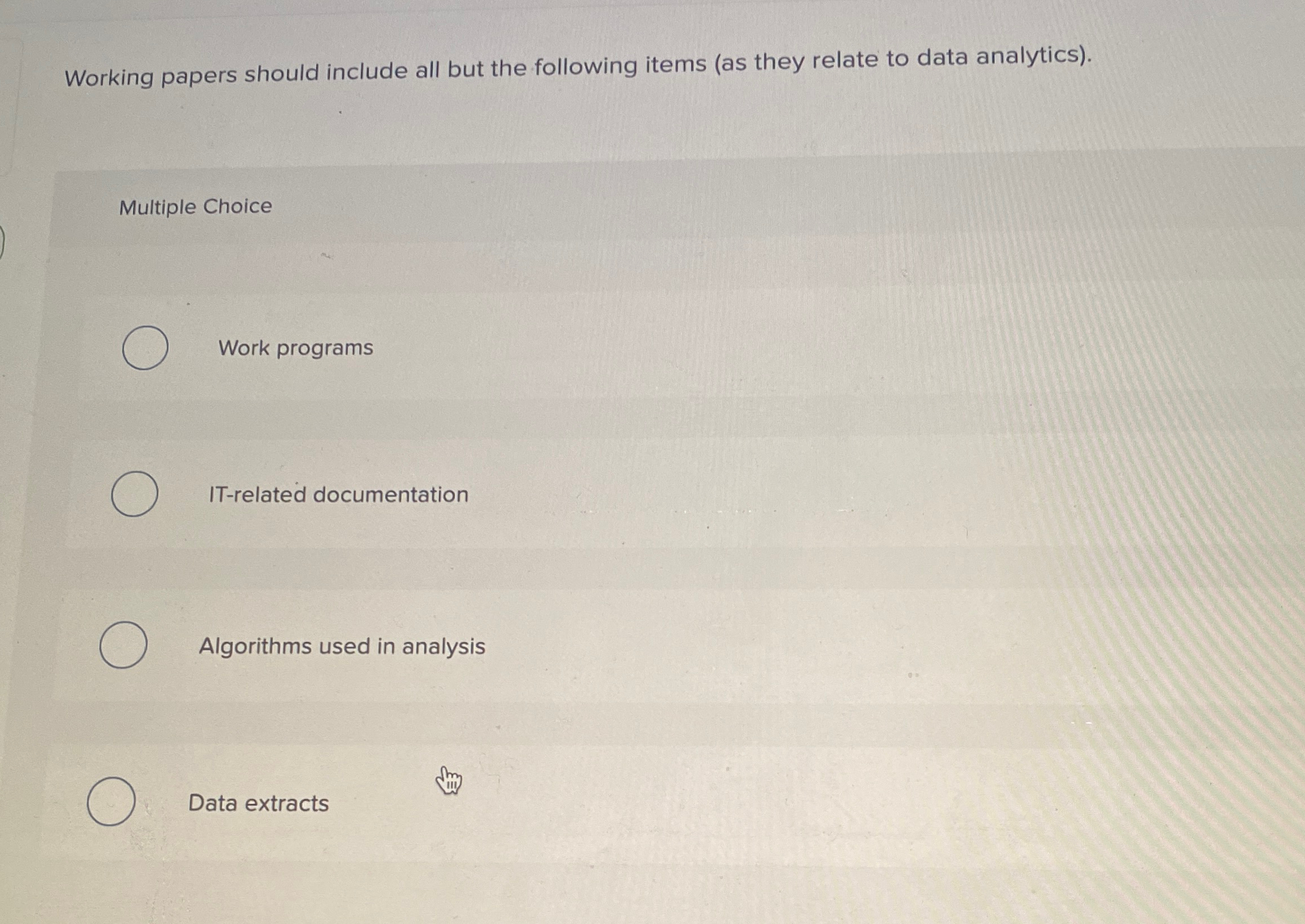 Solved Working papers should include all but the following | Chegg.com
