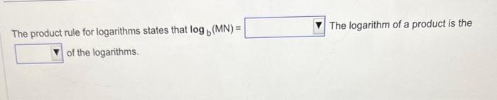 The Product Rule For Logarithms States That Logb(MN)= | Chegg.com