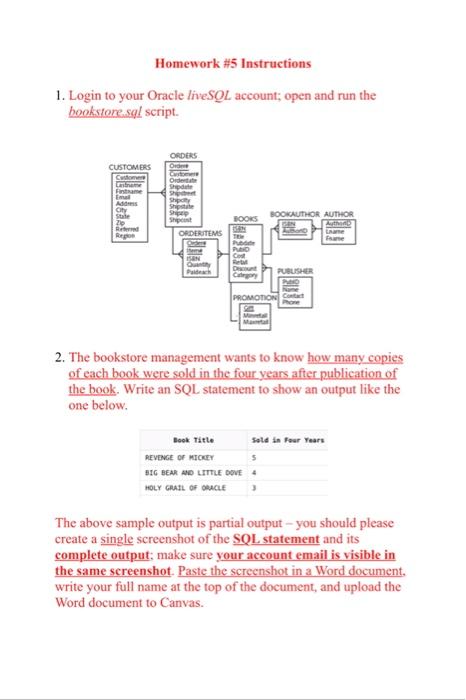 Homework #5 Instructions 1. Login to your Oracle | Chegg.com