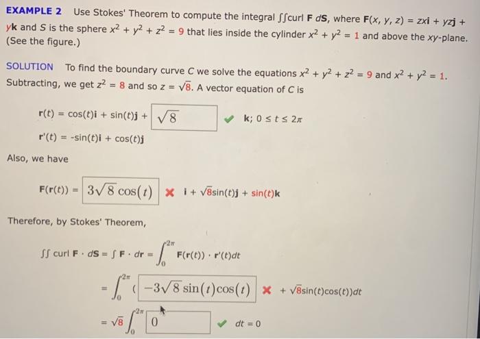 Solved EXAMPLE 2 Use Stokes' Theorem to compute the integral | Chegg.com