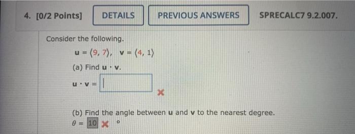 Solved 4 [0 2 Points Details Previous Answers Sprecalc7