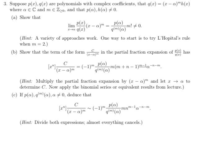 3 Suppose P Q 2 Are Polynomials With Complex Chegg Com