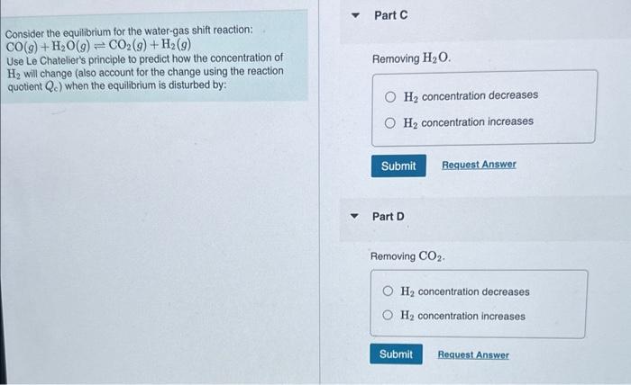 Solved Consider The Equilibrium For The Water Gas Shift Chegg Com   Image