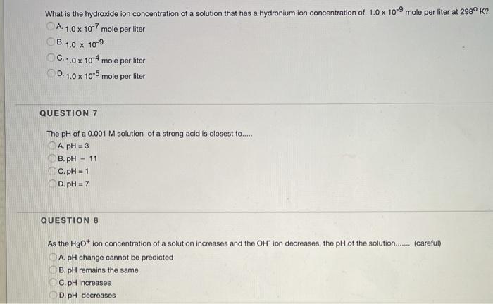 Solved What is the hydroxide ion concentration of a solution | Chegg.com