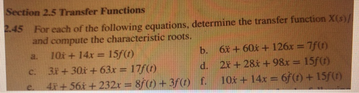 Solved Section 2.5 Transfer Functions 2.45 For each of the | Chegg.com