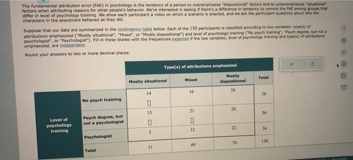 Solved The fundamental attribution error (FAE) in psychology | Chegg.com