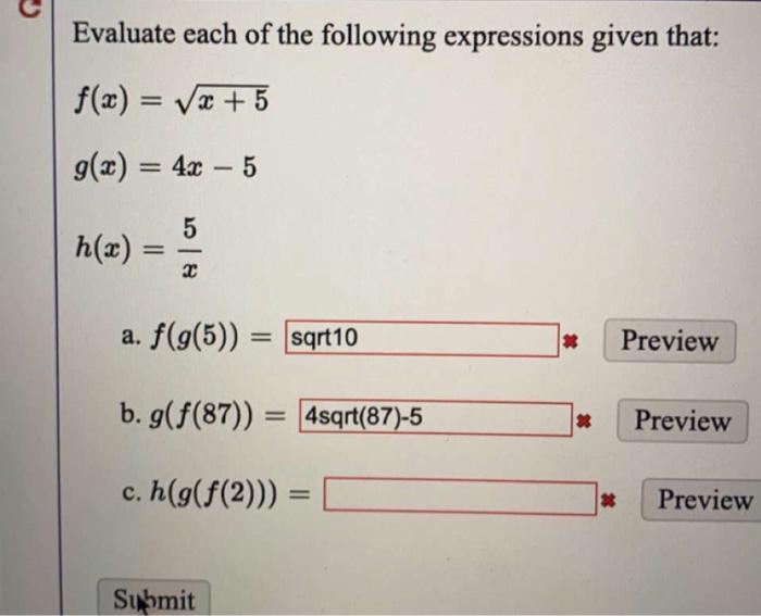 Solved Evaluate Each Of The Following Expressions Given T Chegg Com