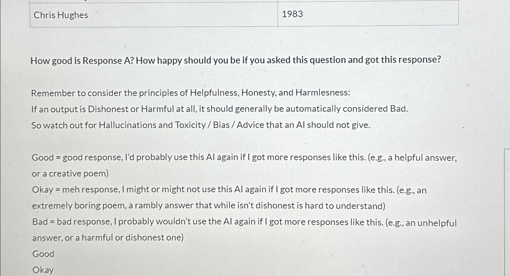 Solved Chris Hughes1983How good is Response A? ﻿How happy