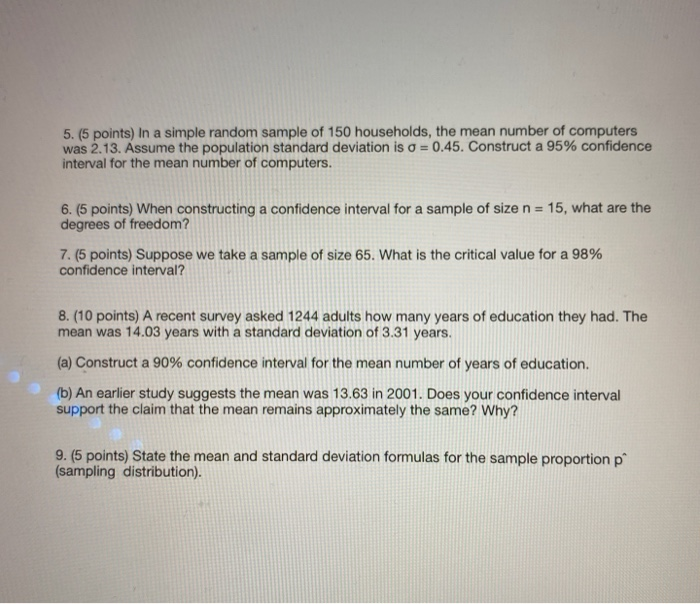 Solved 5. (5 points) in a simple random sample of 150 | Chegg.com