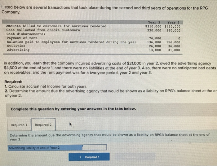 Solved Exercise 1-2 (Algo) Accrual accounting (L01-2] Listed | Chegg.com