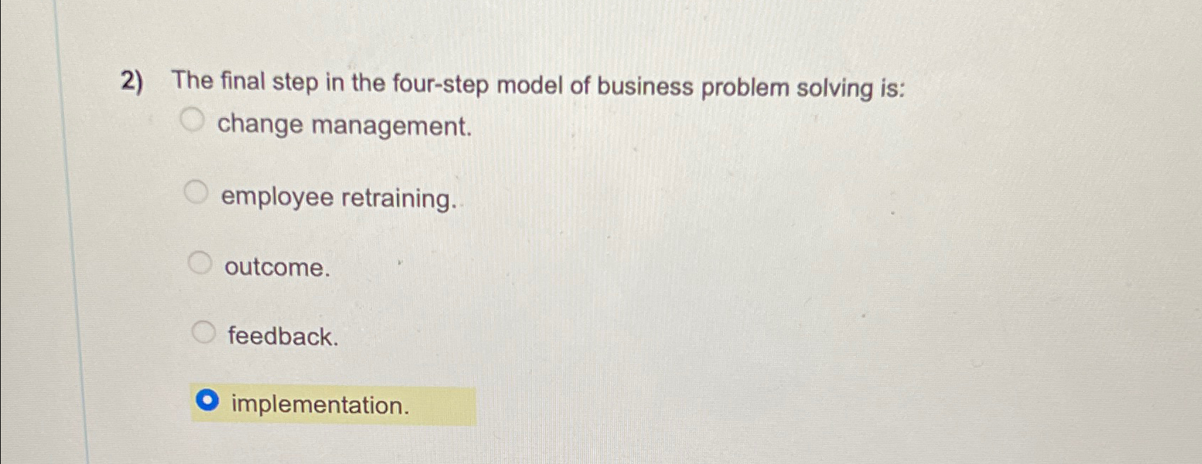 the four step model of business problem solving is