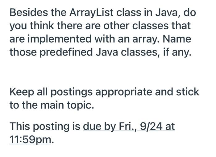 Solved Besides the ArrayList class in Java, do you think | Chegg.com