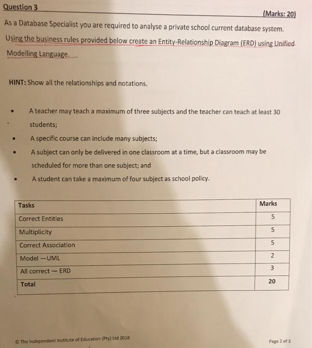 solved-question-3-marks-20-as-a-database-specialist-you-chegg