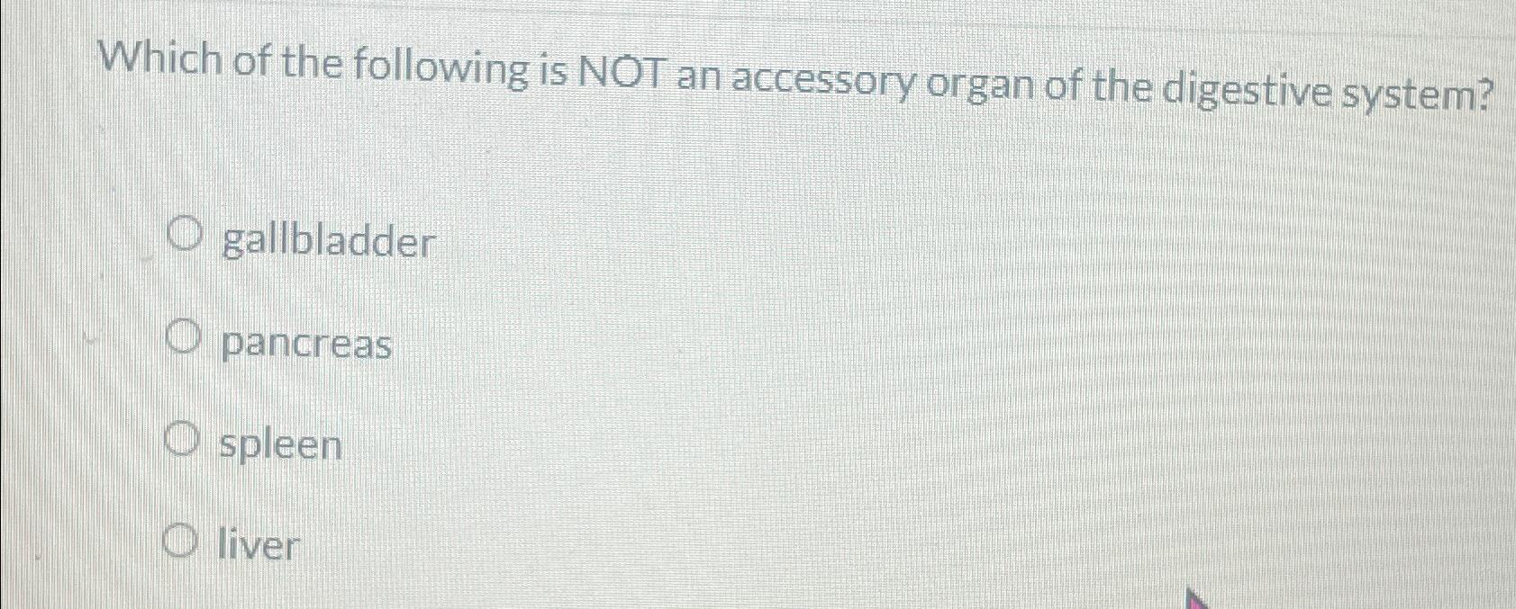 Solved Which of the following is NOT an accessory organ of