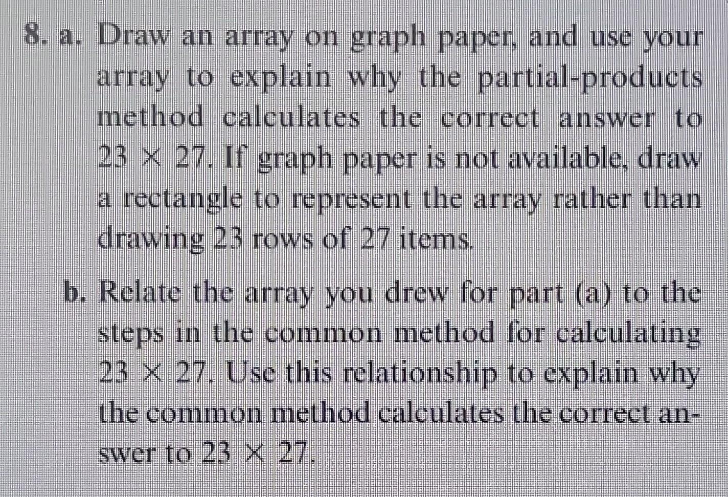 8. a. Draw an array on graph paper, and use your | Chegg.com