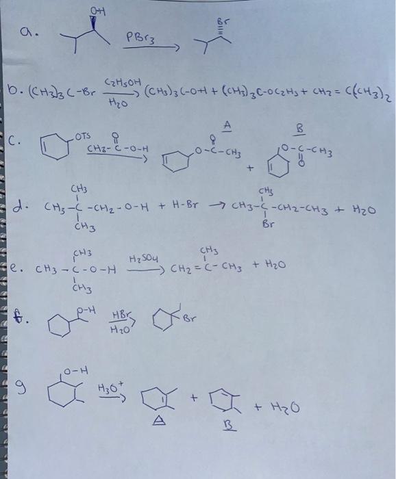 Solved GAM PBrz 16. (CH 33 C-Br CaHSOH H2O (CH3)3(-04+ (CM) | Chegg.com