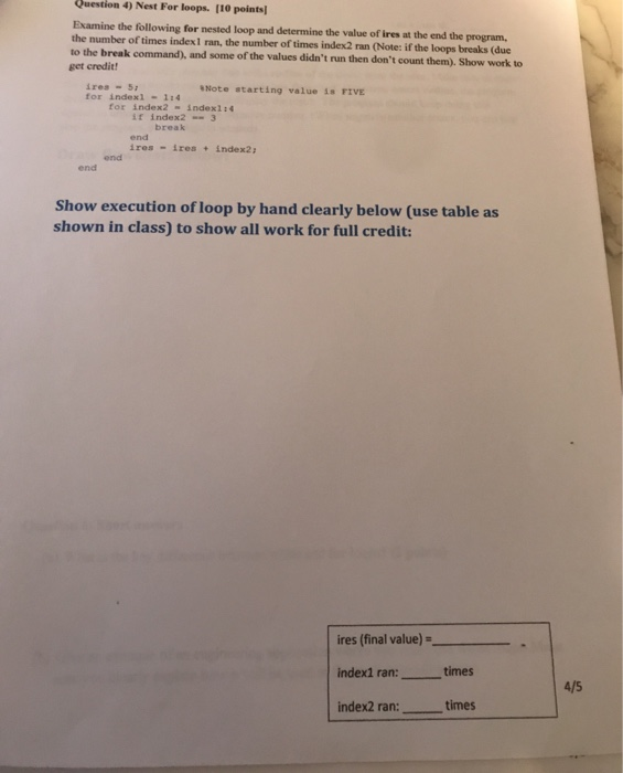 Solved Question 4) Nest For loops. [10 points Examine the | Chegg.com