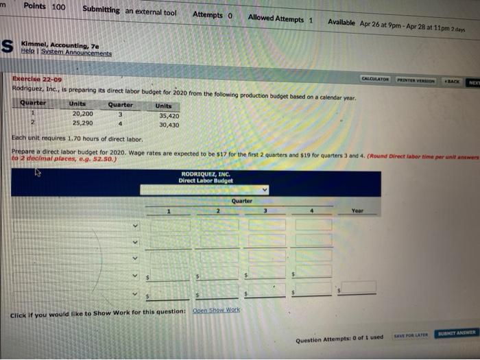 Solved m Points 100 Submitting an external tool Attempts 0 | Chegg.com