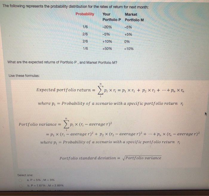 Solved The following represents the probability distribution | Chegg.com