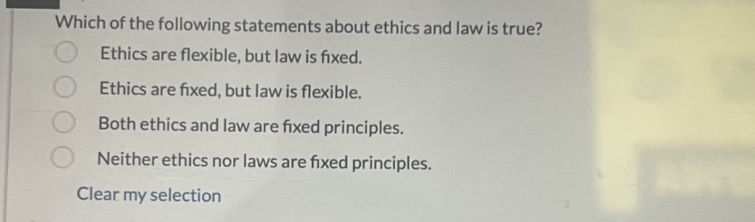 Solved Which of the following statements about ethics and | Chegg.com