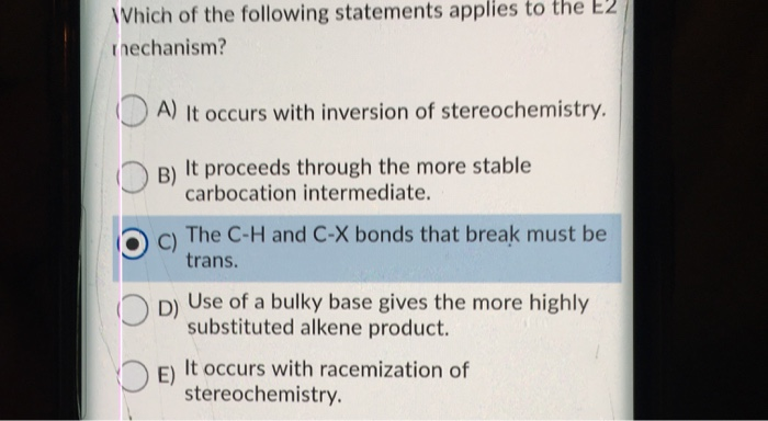 Solved Which of the following statements applies to the E2 | Chegg.com