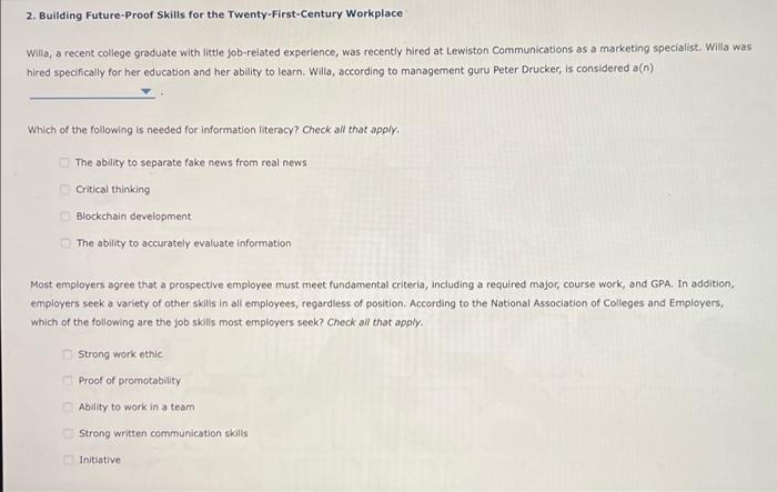 Solved 2. Building Future-Proof Skills for the | Chegg.com