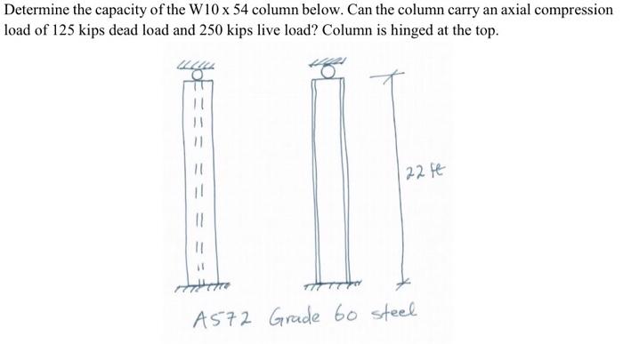 Solved Determine the capacity of the W10 x 54 column below. | Chegg.com