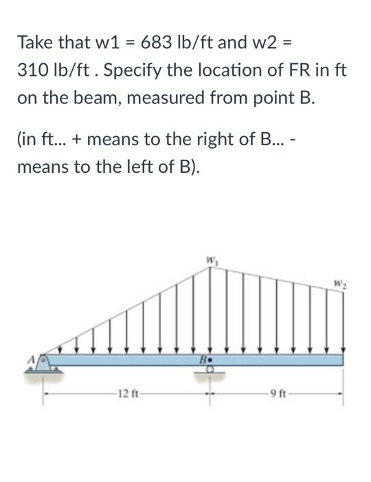 Solved Take That W1 = 683 Lb/ft And W2 = 310 Lb/ft. Specify | Chegg.com