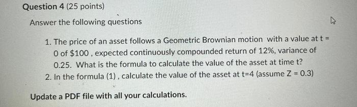 Question 4 ( 25 points) Answer the following | Chegg.com