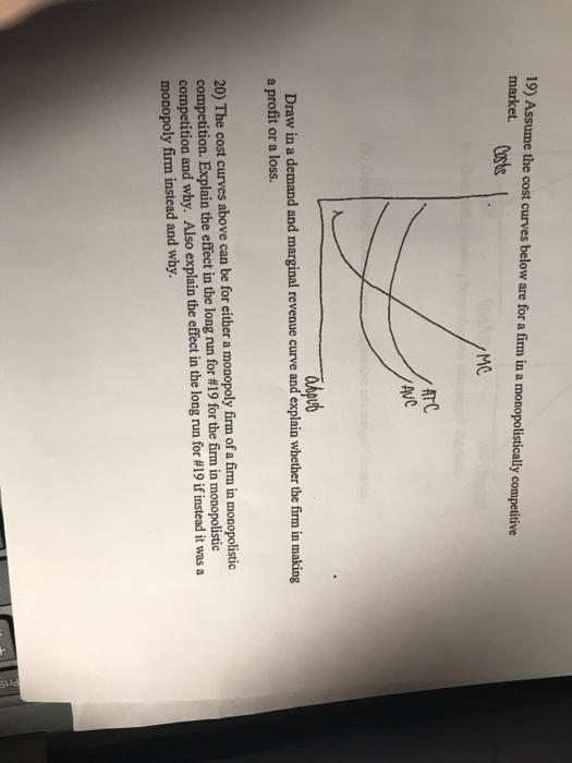 Solved 19) Assume the cost curves below are for a firm in a | Chegg.com