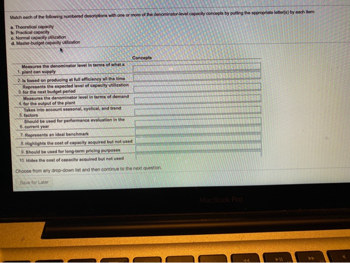 Match Each Of The Following Numbered Descriptions Chegg Com