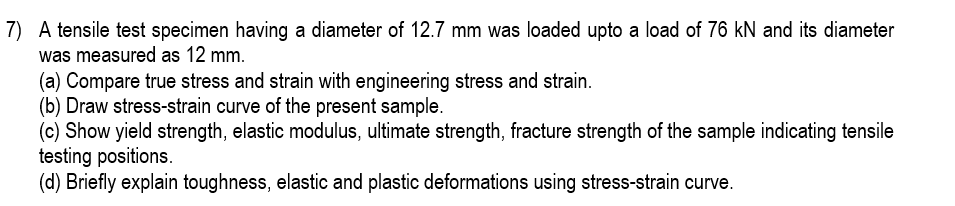 Solved A tensile test specimen having a diameter of 12.7mm | Chegg.com