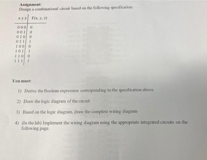 Solved Assignment: Design a combinational circuit based on | Chegg.com