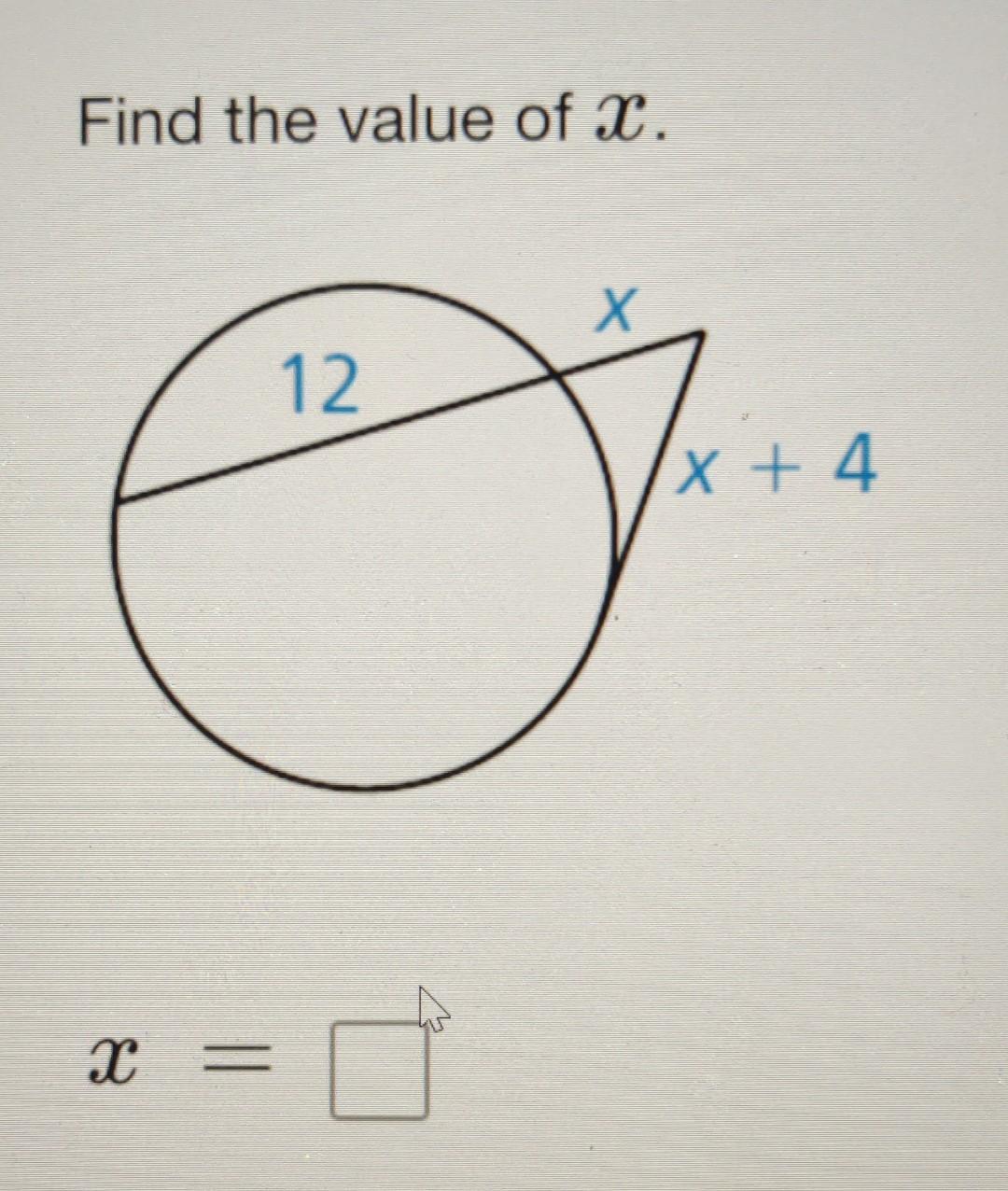 find the value of x x2 4x 12