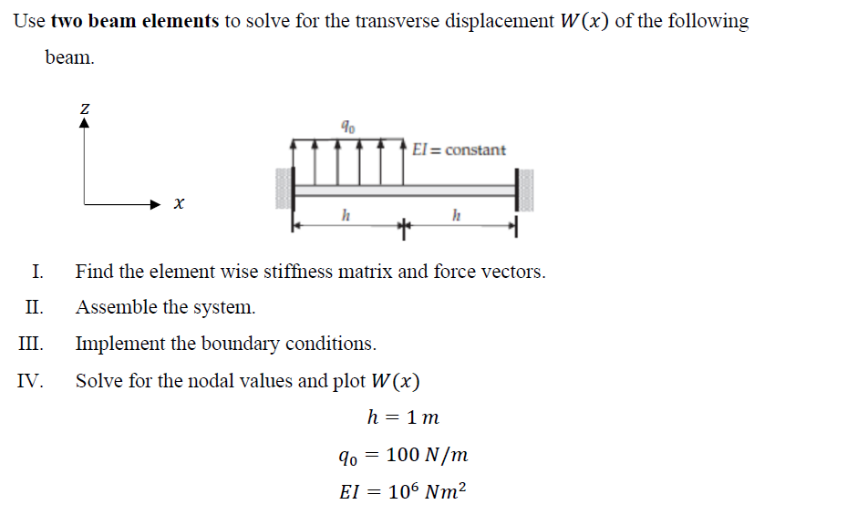 Solved Solve ASAP please Questions 1. ﻿Use two beam elements | Chegg.com