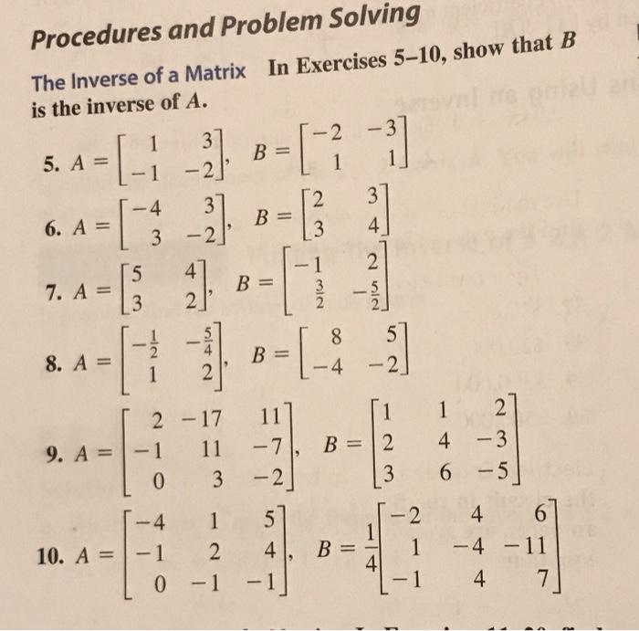 Solved Procedures and Problem Solving The Inverse of a | Chegg.com