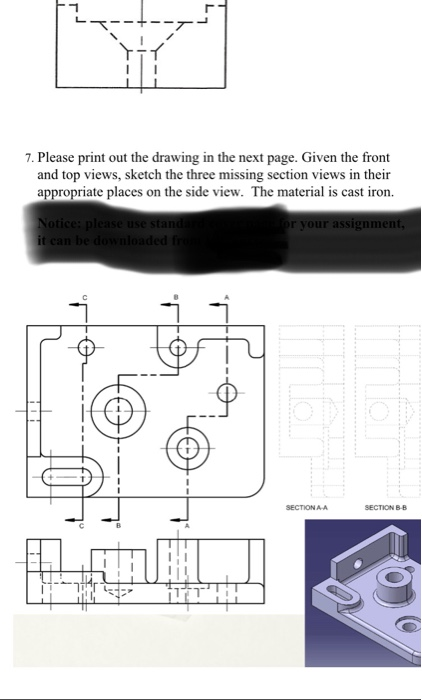 Solved 1. Please draw the front view as a full section | Chegg.com