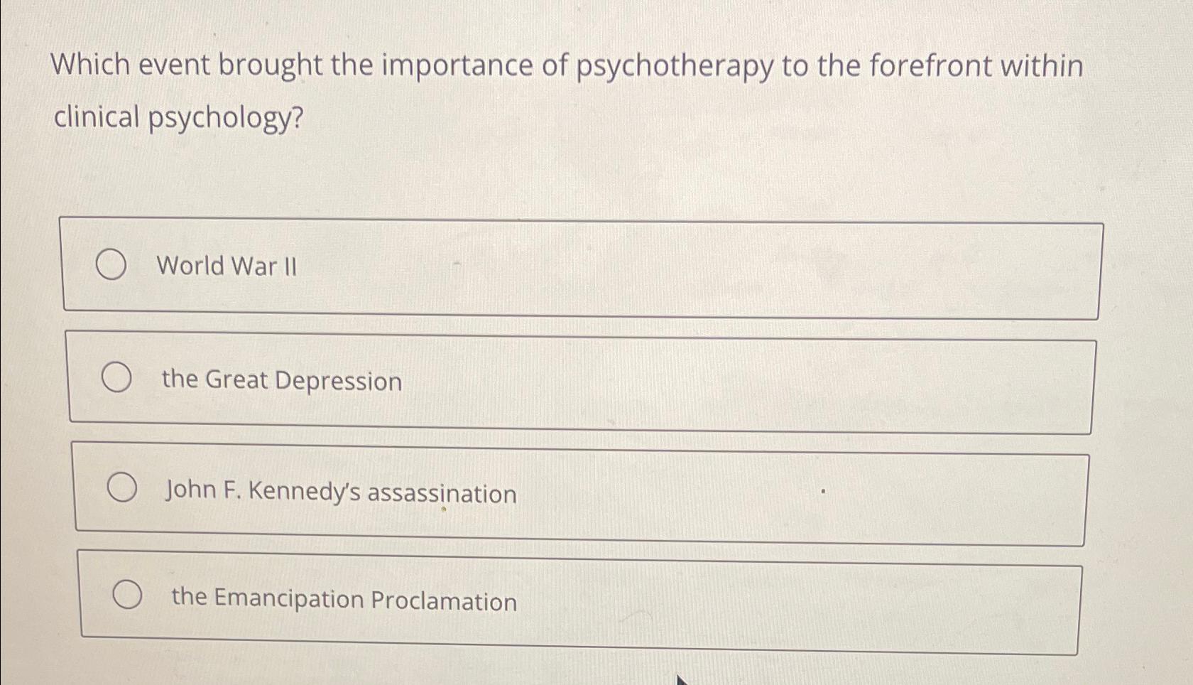 Solved Which Event Brought The Importance Of Psychotherapy | Chegg.com