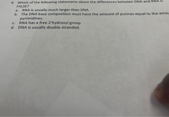 Solved 4. Which of the following statements about the | Chegg.com