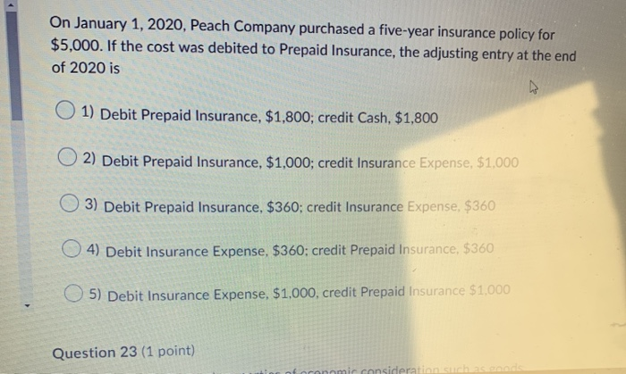 Solved Question 2 (1 point) For a prepaid expense, the | Chegg.com